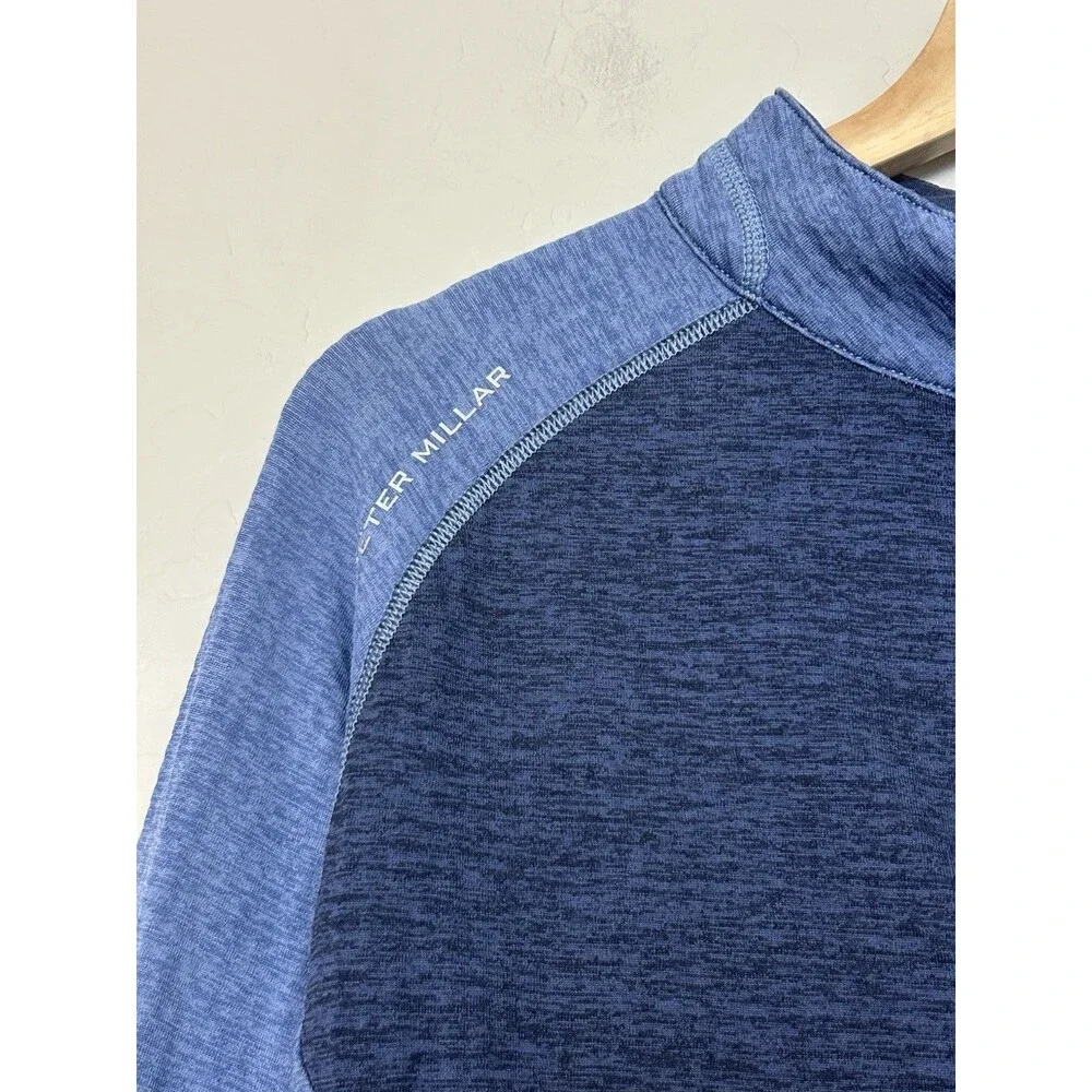 Peter Millar Pullover Extra Large Blue 1/4 Zip Waffle Grid Fleece Golf Stretch